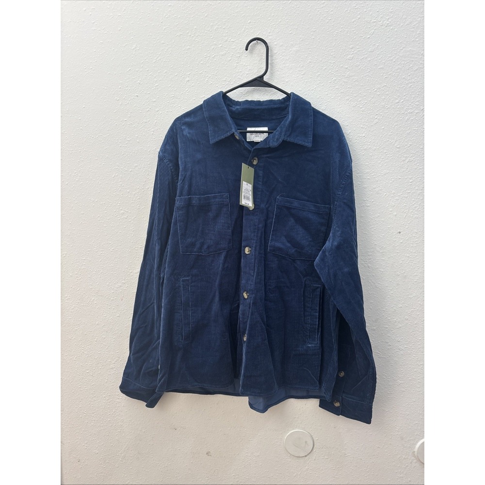 Goodfellow & Co Men's Blue Corduroy Cotton Button-Up Shirt XL Pockets